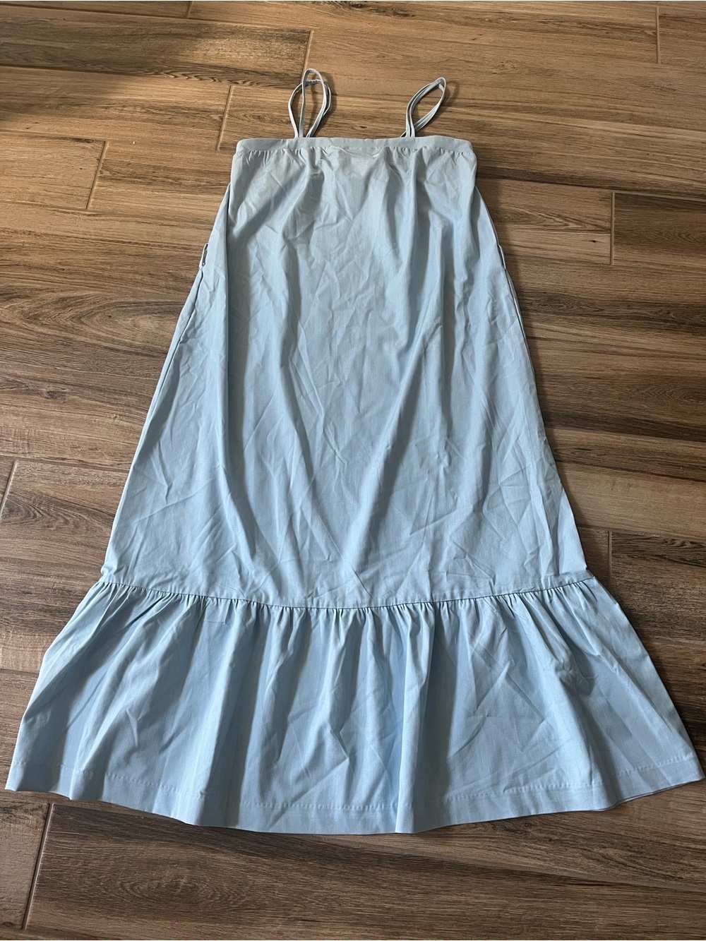 Tweed NWT Light Blue Double Spaghetti Strap Ruffle-Hem Dress
